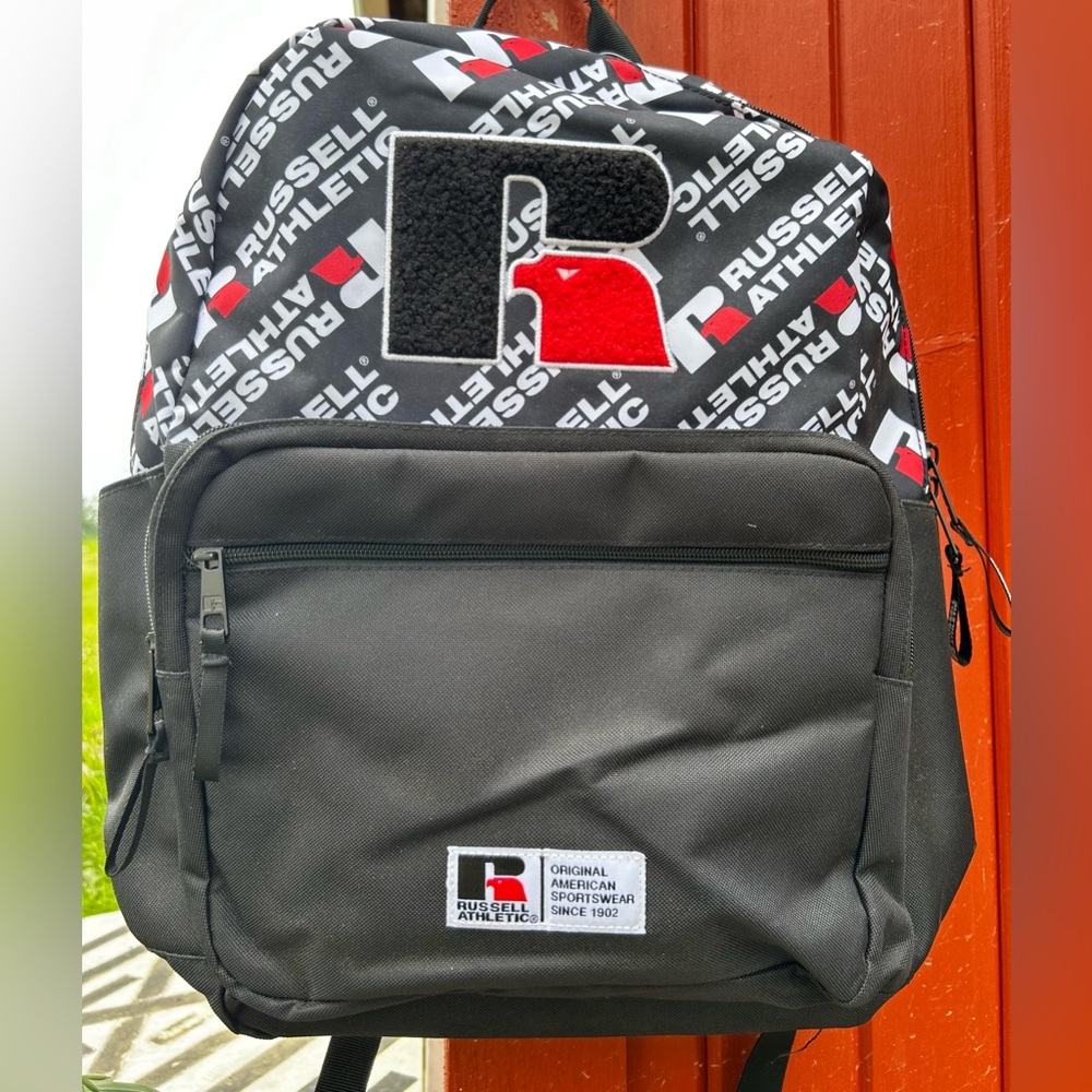NWT Russell Athletics Backpack Bookbag Color BLack And Red Laptop Sleeve